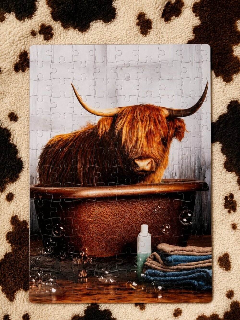 Highland Cow In The Tub 120 Piece Puzzle